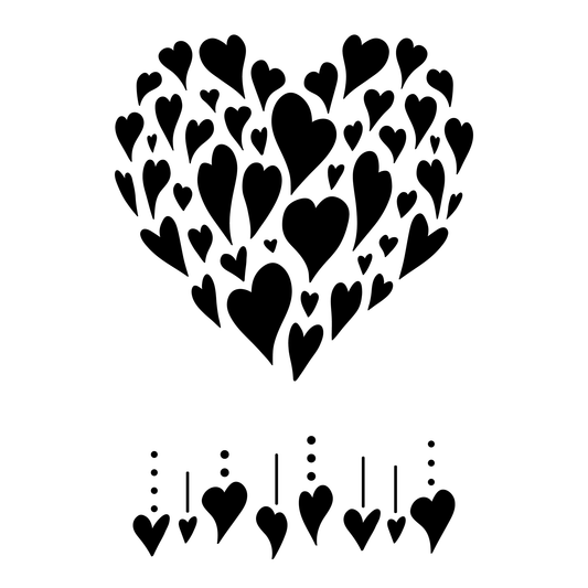 Reusable Stencil - Professional Quality - Heart Of Hearts - Made in the UK - Food Safe Non Adhesive -  White Laser Cut PET Material for Cakes, Cookies, Coffees, Serving Plates