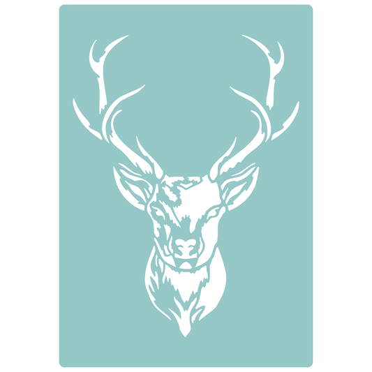 Reusable Stencil - Professional Quality - Highland Stag - Made in the UK - Low Adhesive -  Blue Vinyl Material for Cardmaking, Canvas, Paper, Interior Decor, Layering