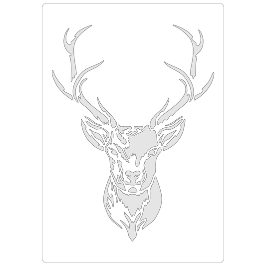 Reusable Stencil - Professional Quality - Highland Stag - Made in the UK - Food Safe Non Adhesive -  White Laser Cut PET Material for Cakes, Cookies, Coffees, Serving Plates