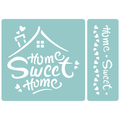 Reusable Stencil - Professional Quality - Home Sweet Home #5 - Made in the UK - Low Adhesive -  Blue Vinyl Material for Cardmaking, Canvas, Paper, Interior Decor, Layering