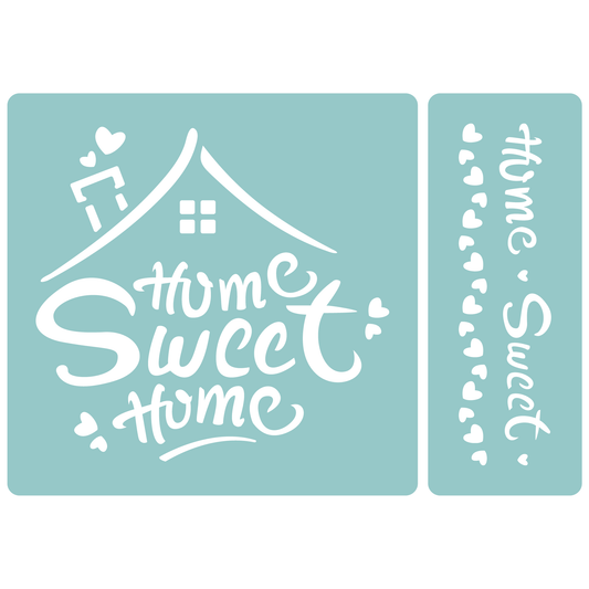 Reusable Stencil - Professional Quality - Home Sweet Home #5 - Made in the UK - Low Adhesive -  Blue Vinyl Material for Cardmaking, Canvas, Paper, Interior Decor, Layering
