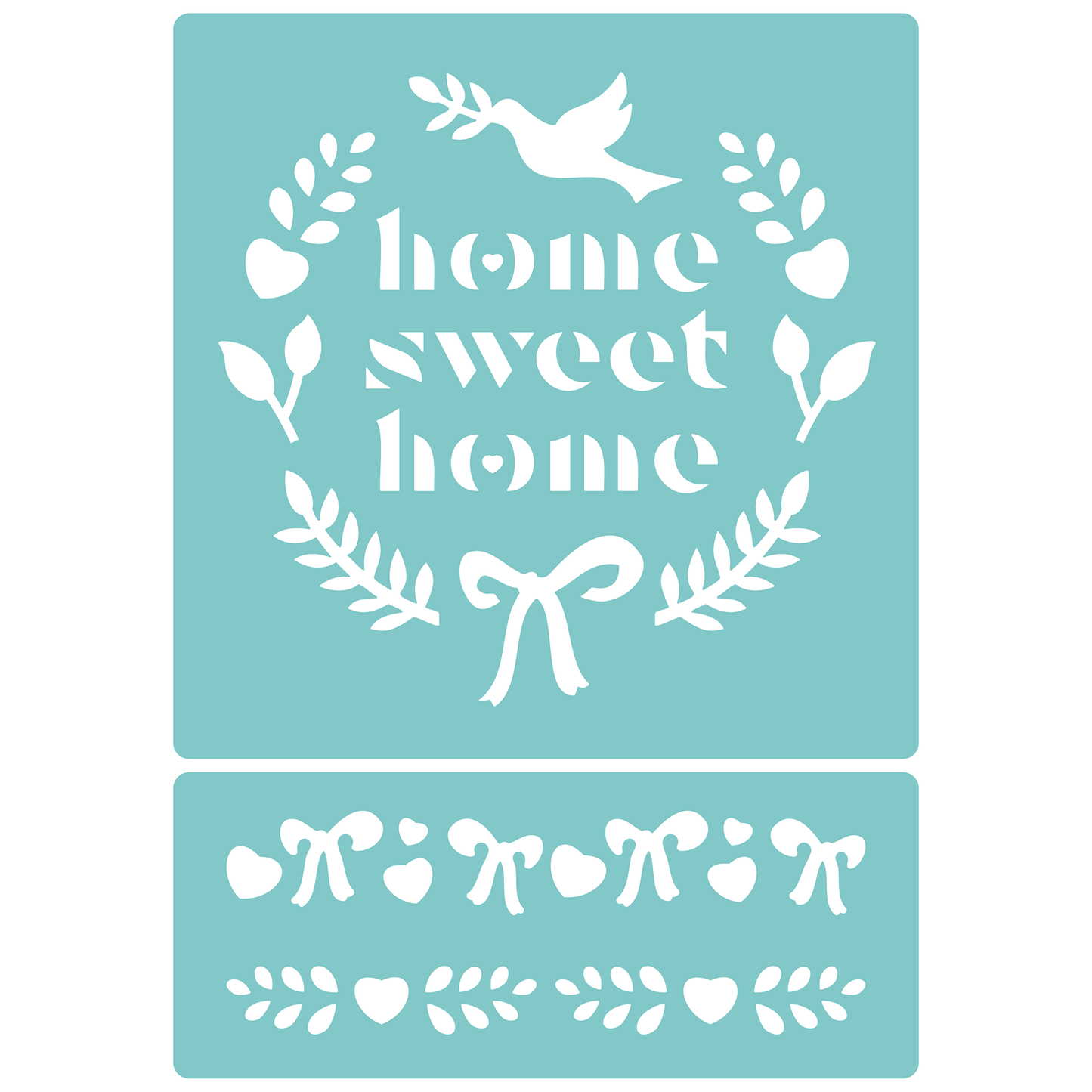 Reusable Stencil - Professional Quality - Home Sweet Home Wreath - Made in the UK - Low Adhesive -  Blue Vinyl Material for Cardmaking, Canvas, Paper, Interior Decor, Layering