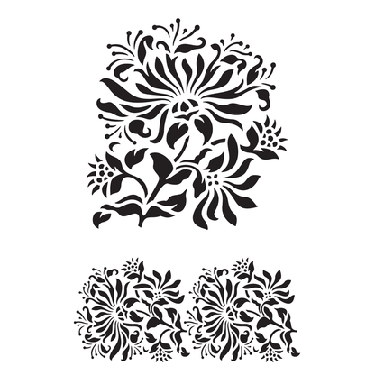 Reusable Stencil - Professional Quality - Honeysuckle Border - Made in the UK - High Adhesive -  Pink Vinyl Material for Glass, Mirrors, Bottles, Tiles, Wood