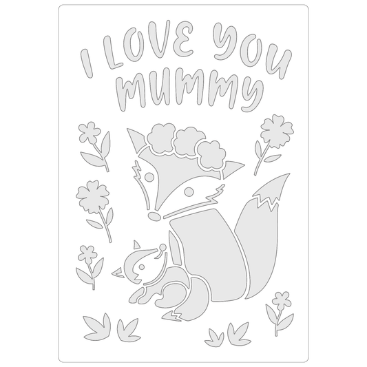 Reusable Stencil - Professional Quality - I Love You Mummy - Made in the UK - Food Safe Non Adhesive -  White Laser Cut PET Material for Cakes, Cookies, Coffees, Serving Plates