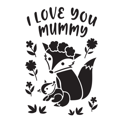 Reusable Stencil - Professional Quality - I Love You Mummy - Made in the UK - Food Safe Non Adhesive -  White Laser Cut PET Material for Cakes, Cookies, Coffees, Serving Plates