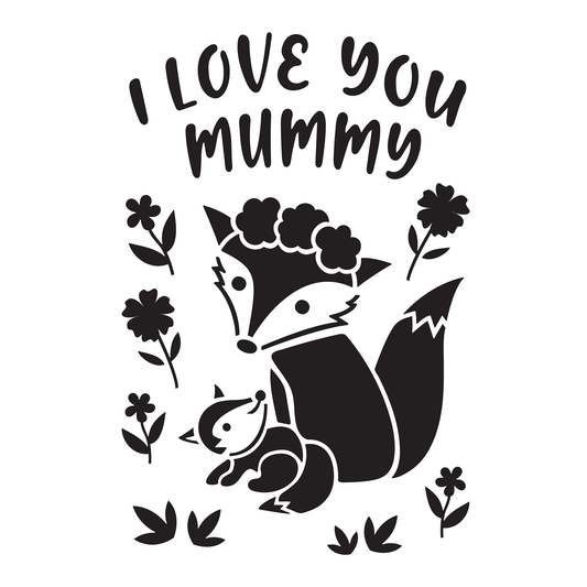 Reusable Stencil - Professional Quality - I Love You Mummy - Made in the UK - Food Safe Non Adhesive -  White Laser Cut PET Material for Cakes, Cookies, Coffees, Serving Plates