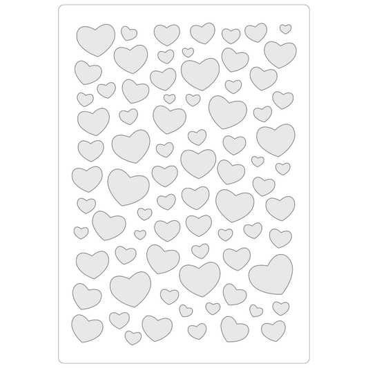 Reusable Stencil - Professional Quality - Just Love Hearts (seamless) - Made in the UK - Food Safe Non Adhesive -  White Laser Cut PET Material for Cakes, Cookies, Coffees, Serving Plates