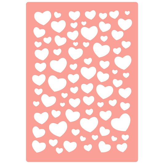 Reusable Stencil - Professional Quality - Just Love Hearts (seamless) - Made in the UK - High Adhesive -  Pink Vinyl Material for Glass, Mirrors, Bottles, Tiles, Wood