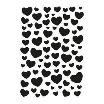 Reusable Stencil - Professional Quality - Just Love Hearts (seamless) - Made in the UK - Food Safe Non Adhesive -  White Laser Cut PET Material for Cakes, Cookies, Coffees, Serving Plates