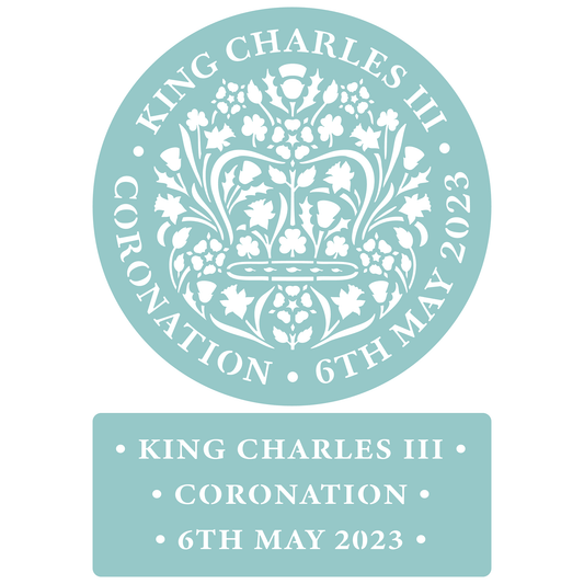Reusable Stencil - Professional Quality - King Charles III Coronation - Made in the UK - Low Adhesive -  Blue Vinyl Material for Cardmaking, Canvas, Paper, Interior Decor, Layering