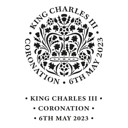 Reusable Stencil - Professional Quality - King Charles III Coronation - Made in the UK - High Adhesive -  Pink Vinyl Material for Glass, Mirrors, Bottles, Tiles, Wood