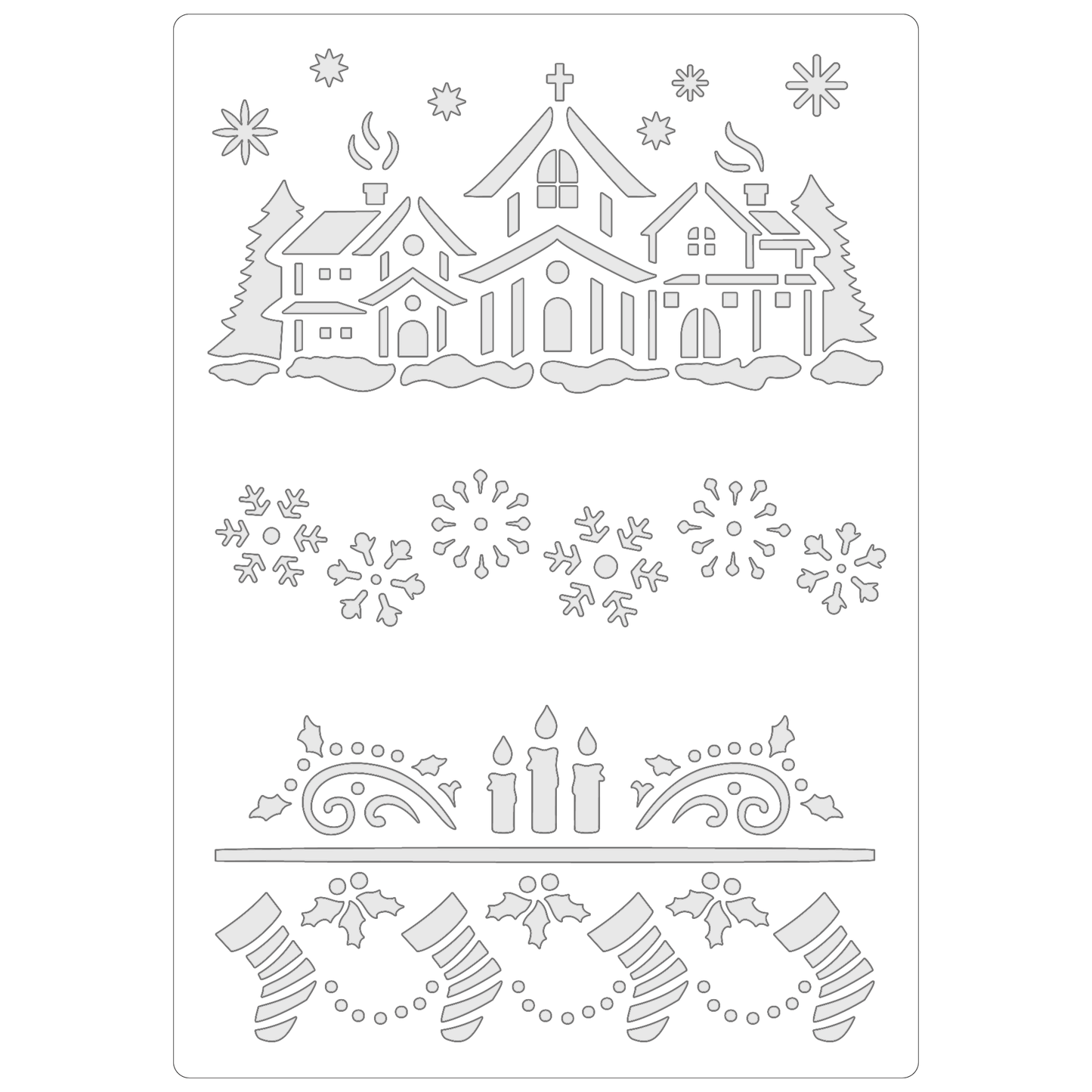 Reusable Stencil - Professional Quality - Large Christmas Collection - Made in the UK - Food Safe Non Adhesive -  White Laser Cut PET Material for Cakes, Cookies, Coffees, Serving Plates