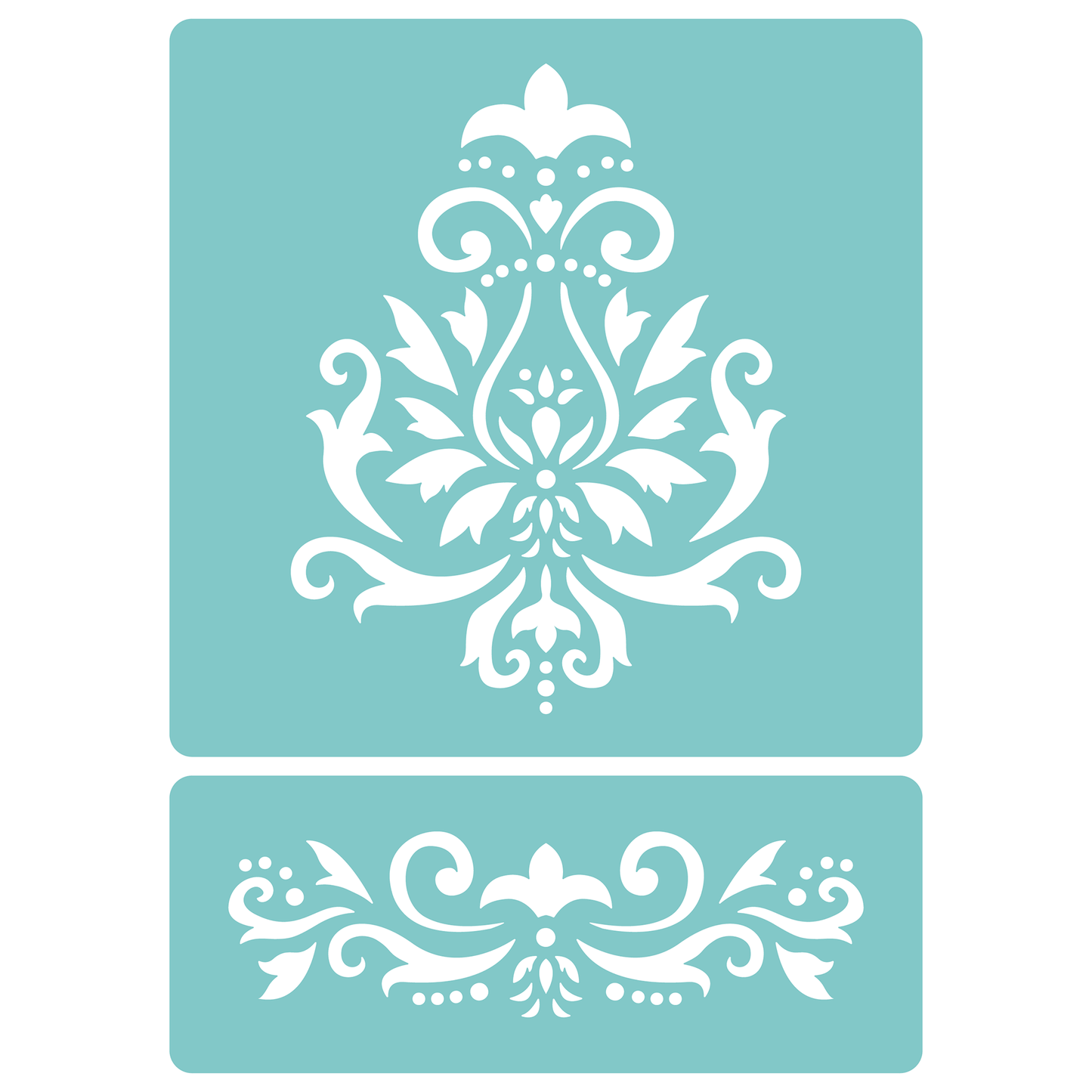 Reusable Stencil - Professional Quality - Large Damask Motif - Made in the UK - Low Adhesive -  Blue Vinyl Material for Cardmaking, Canvas, Paper, Interior Decor, Layering
