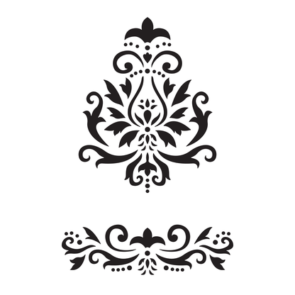 Reusable Stencil - Professional Quality - Large Damask Motif - Made in the UK - Food Safe Non Adhesive -  White Laser Cut PET Material for Cakes, Cookies, Coffees, Serving Plates