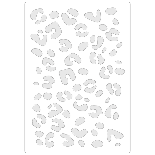 Reusable Stencil - Professional Quality - Large Leopard Print - Made in the UK - Food Safe Non Adhesive -  White Laser Cut PET Material for Cakes, Cookies, Coffees, Serving Plates