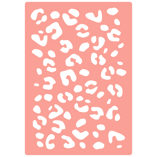 Reusable Stencil - Professional Quality - Large Leopard Print - Made in the UK - High Adhesive -  Pink Vinyl Material for Glass, Mirrors, Bottles, Tiles, Wood