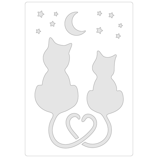 Reusable Stencil - Professional Quality - Love Cats #2 - Made in the UK - Food Safe Non Adhesive -  White Laser Cut PET Material for Cakes, Cookies, Coffees, Serving Plates