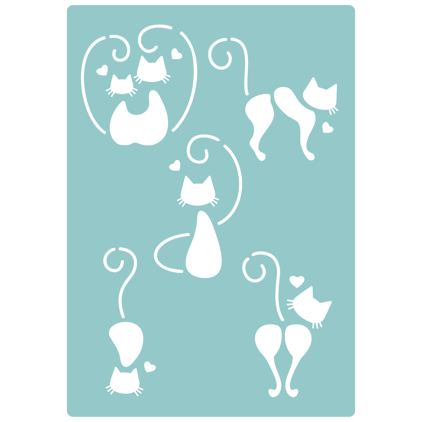 Reusable Stencil - Professional Quality - Love Cats #3 - Made in the UK - Low Adhesive -  Blue Vinyl Material for Cardmaking, Canvas, Paper, Interior Decor, Layering