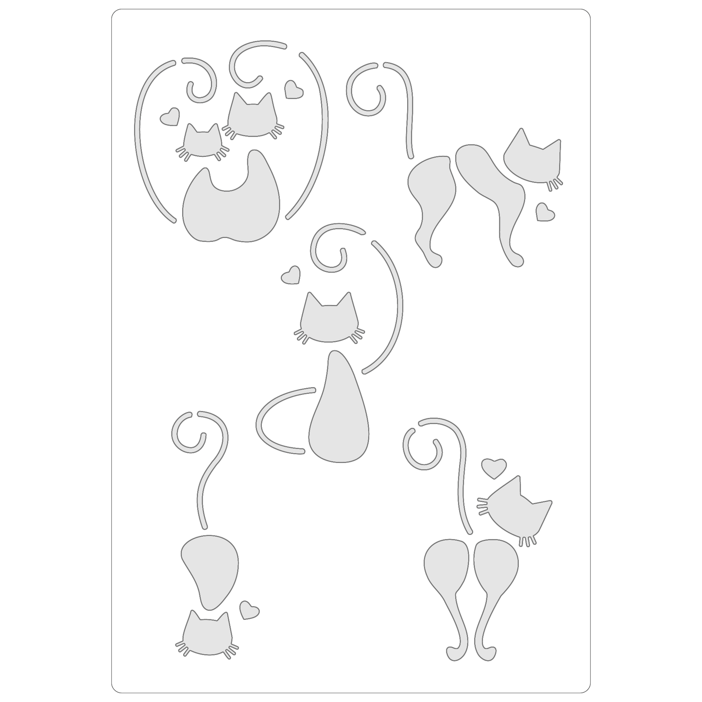 Reusable Stencil - Professional Quality - Love Cats #3 - Made in the UK - Food Safe Non Adhesive -  White Laser Cut PET Material for Cakes, Cookies, Coffees, Serving Plates