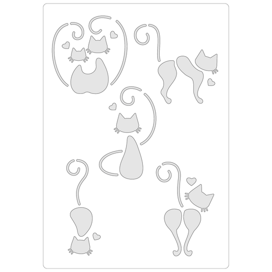 Reusable Stencil - Professional Quality - Love Cats #3 - Made in the UK - Food Safe Non Adhesive -  White Laser Cut PET Material for Cakes, Cookies, Coffees, Serving Plates