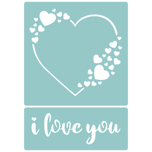 Reusable Stencil - Professional Quality - Love Heart Frame - Made in the UK - Low Adhesive -  Blue Vinyl Material for Cardmaking, Canvas, Paper, Interior Decor, Layering