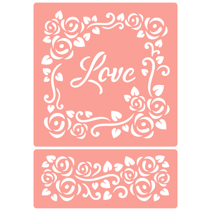 Reusable Stencil - Professional Quality - Love Tile - Made in the UK - High Adhesive -  Pink Vinyl Material for Glass, Mirrors, Bottles, Tiles, Wood