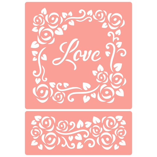 Reusable Stencil - Professional Quality - Love Tile - Made in the UK - High Adhesive -  Pink Vinyl Material for Glass, Mirrors, Bottles, Tiles, Wood