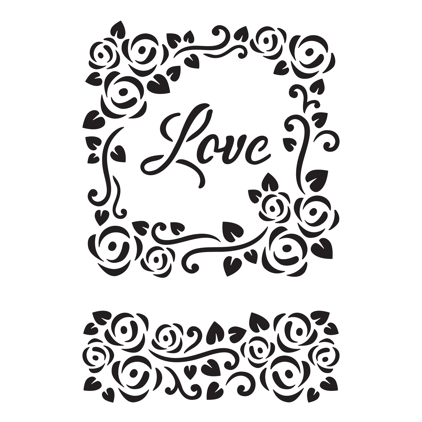 Reusable Stencil - Professional Quality - Love Tile - Made in the UK - High Adhesive -  Pink Vinyl Material for Glass, Mirrors, Bottles, Tiles, Wood