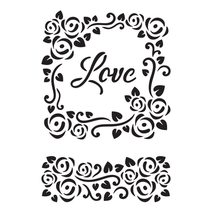 Reusable Stencil - Professional Quality - Love Tile - Made in the UK - High Adhesive -  Pink Vinyl Material for Glass, Mirrors, Bottles, Tiles, Wood