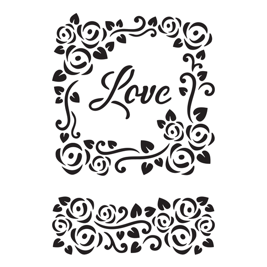 Reusable Stencil - Professional Quality - Love Tile - Made in the UK - High Adhesive -  Pink Vinyl Material for Glass, Mirrors, Bottles, Tiles, Wood
