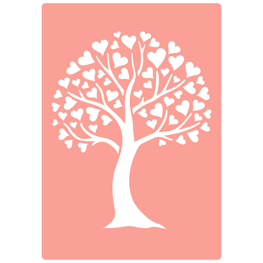 Reusable Stencil - Professional Quality - Love Tree - Made in the UK - High Adhesive -  Pink Vinyl Material for Glass, Mirrors, Bottles, Tiles, Wood