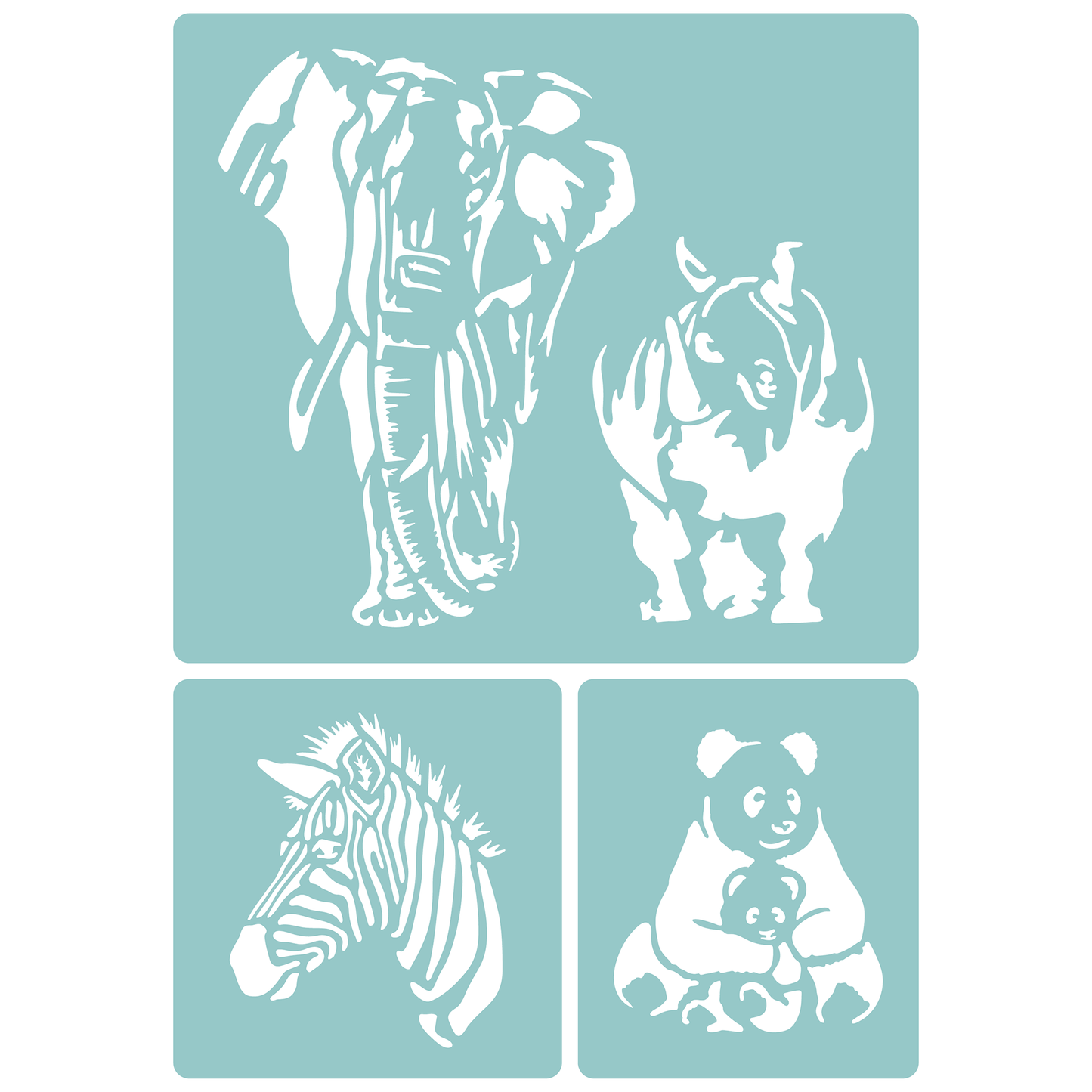 Reusable Stencil - Professional Quality - Majestic Animals - Made in the UK - Low Adhesive -  Blue Vinyl Material for Cardmaking, Canvas, Paper, Interior Decor, Layering