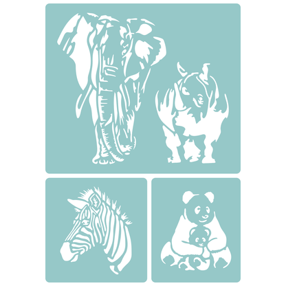 Reusable Stencil - Professional Quality - Majestic Animals - Made in the UK - Low Adhesive -  Blue Vinyl Material for Cardmaking, Canvas, Paper, Interior Decor, Layering