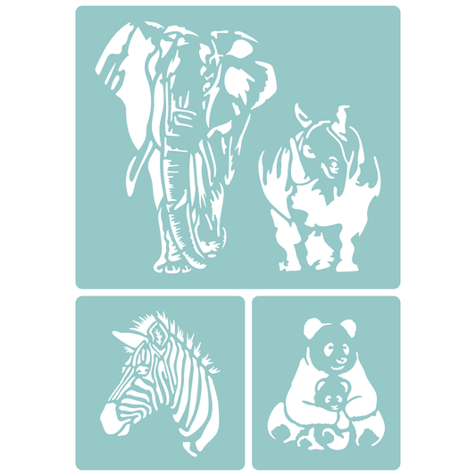 Reusable Stencil - Professional Quality - Majestic Animals - Made in the UK - Low Adhesive -  Blue Vinyl Material for Cardmaking, Canvas, Paper, Interior Decor, Layering