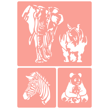 Reusable Stencil - Professional Quality - Majestic Animals - Made in the UK - High Adhesive -  Pink Vinyl Material for Glass, Mirrors, Bottles, Tiles, Wood