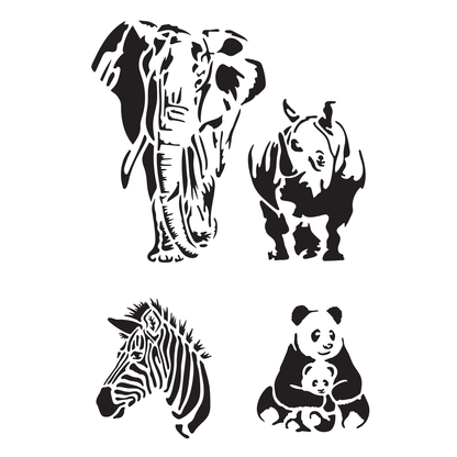 Reusable Stencil - Professional Quality - Majestic Animals - Made in the UK - High Adhesive -  Pink Vinyl Material for Glass, Mirrors, Bottles, Tiles, Wood