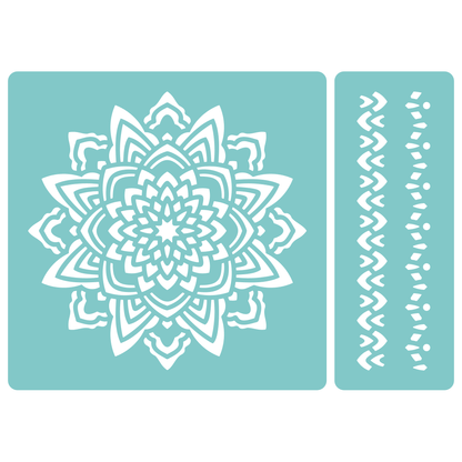 Reusable Stencil - Professional Quality - Mandala #1 - Made in the UK - Low Adhesive -  Blue Vinyl Material for Cardmaking, Canvas, Paper, Interior Decor, Layering