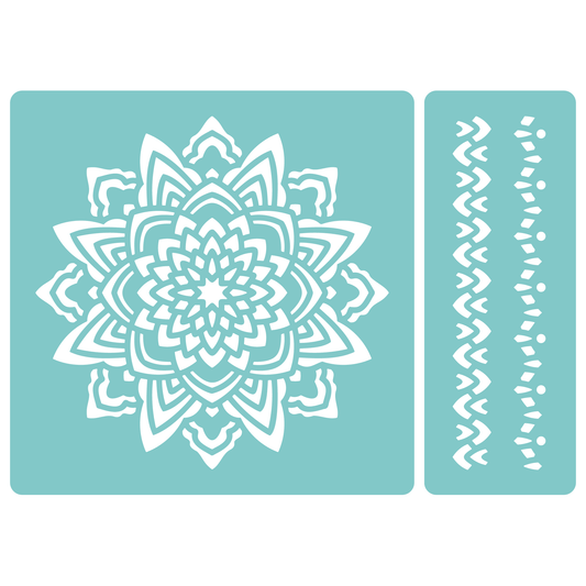 Reusable Stencil - Professional Quality - Mandala #1 - Made in the UK - Low Adhesive -  Blue Vinyl Material for Cardmaking, Canvas, Paper, Interior Decor, Layering