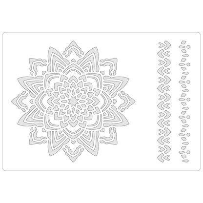 Reusable Stencil - Professional Quality - Mandala #1 - Made in the UK - Food Safe Non Adhesive -  White Laser Cut PET Material for Cakes, Cookies, Coffees, Serving Plates