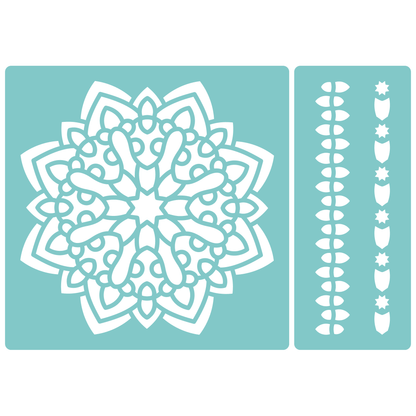 Reusable Stencil - Professional Quality - Mandala #3 - Made in the UK - Low Adhesive -  Blue Vinyl Material for Cardmaking, Canvas, Paper, Interior Decor, Layering
