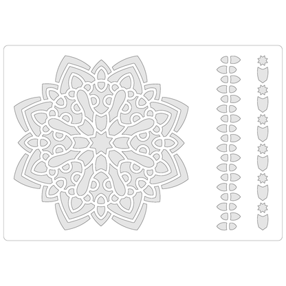 Reusable Stencil - Professional Quality - Mandala #3 - Made in the UK - Food Safe Non Adhesive -  White Laser Cut PET Material for Cakes, Cookies, Coffees, Serving Plates