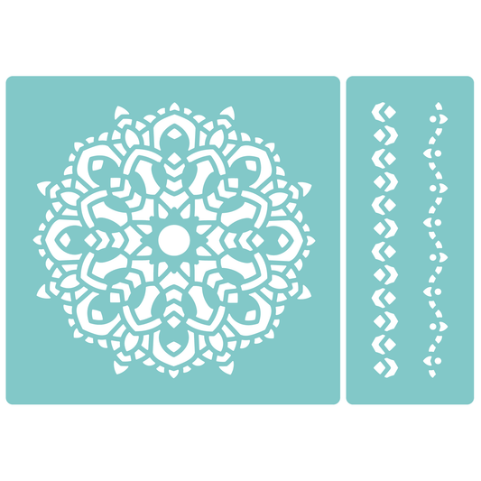Reusable Stencil - Professional Quality - Mandala #4 - Made in the UK - Low Adhesive -  Blue Vinyl Material for Cardmaking, Canvas, Paper, Interior Decor, Layering