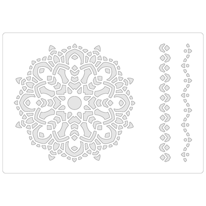 Reusable Stencil - Professional Quality - Mandala #4 - Made in the UK - Food Safe Non Adhesive -  White Laser Cut PET Material for Cakes, Cookies, Coffees, Serving Plates