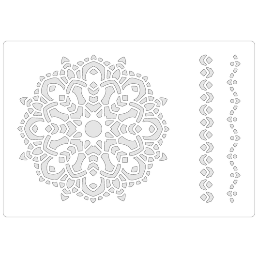 Reusable Stencil - Professional Quality - Mandala #4 - Made in the UK - Food Safe Non Adhesive -  White Laser Cut PET Material for Cakes, Cookies, Coffees, Serving Plates