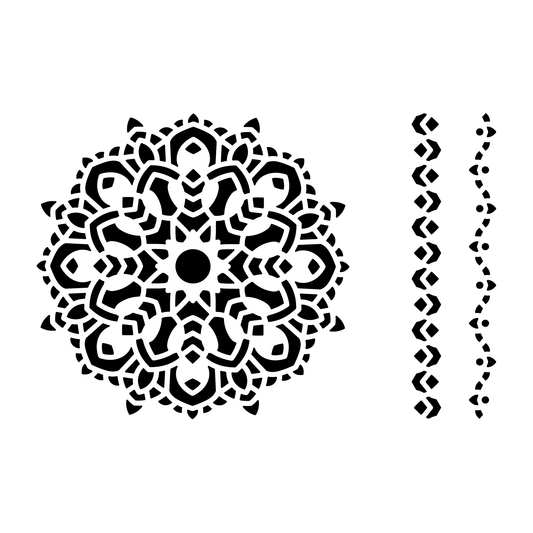 Reusable Stencil - Professional Quality - Mandala #4 - Made in the UK - Low Adhesive -  Blue Vinyl Material for Cardmaking, Canvas, Paper, Interior Decor, Layering