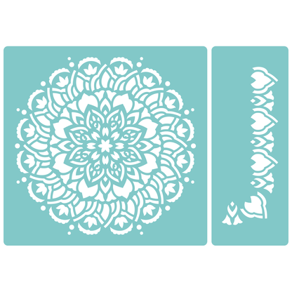 Reusable Stencil - Professional Quality - Mandala #5 - Made in the UK - Low Adhesive -  Blue Vinyl Material for Cardmaking, Canvas, Paper, Interior Decor, Layering
