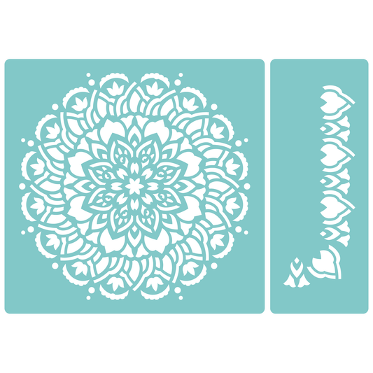 Reusable Stencil - Professional Quality - Mandala #5 - Made in the UK - Low Adhesive -  Blue Vinyl Material for Cardmaking, Canvas, Paper, Interior Decor, Layering