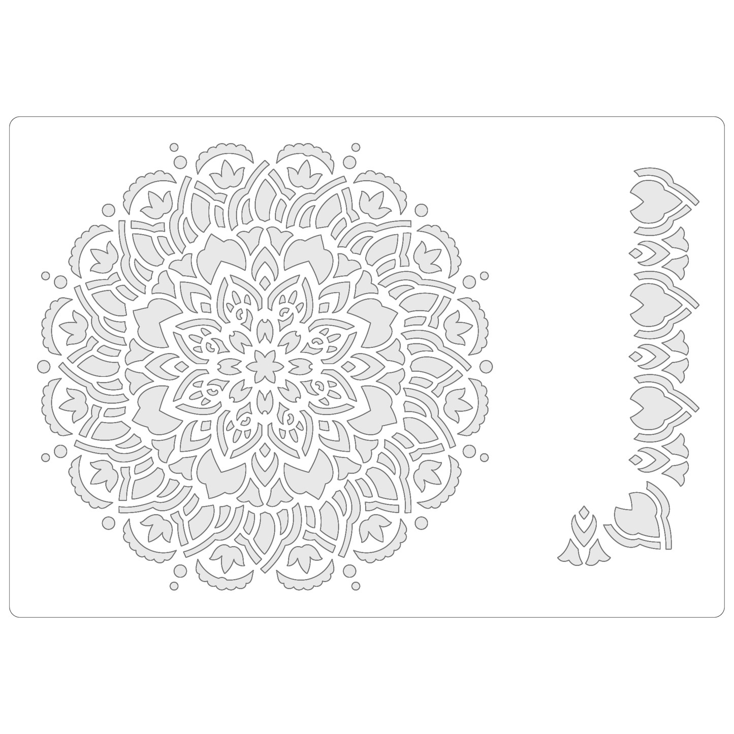 Reusable Stencil - Professional Quality - Mandala #5 - Made in the UK - Food Safe Non Adhesive -  White Laser Cut PET Material for Cakes, Cookies, Coffees, Serving Plates