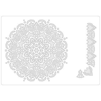 Reusable Stencil - Professional Quality - Mandala #5 - Made in the UK - Food Safe Non Adhesive -  White Laser Cut PET Material for Cakes, Cookies, Coffees, Serving Plates