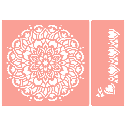 Reusable Stencil - Professional Quality - Mandala #5 - Made in the UK - High Adhesive -  Pink Vinyl Material for Glass, Mirrors, Bottles, Tiles, Wood